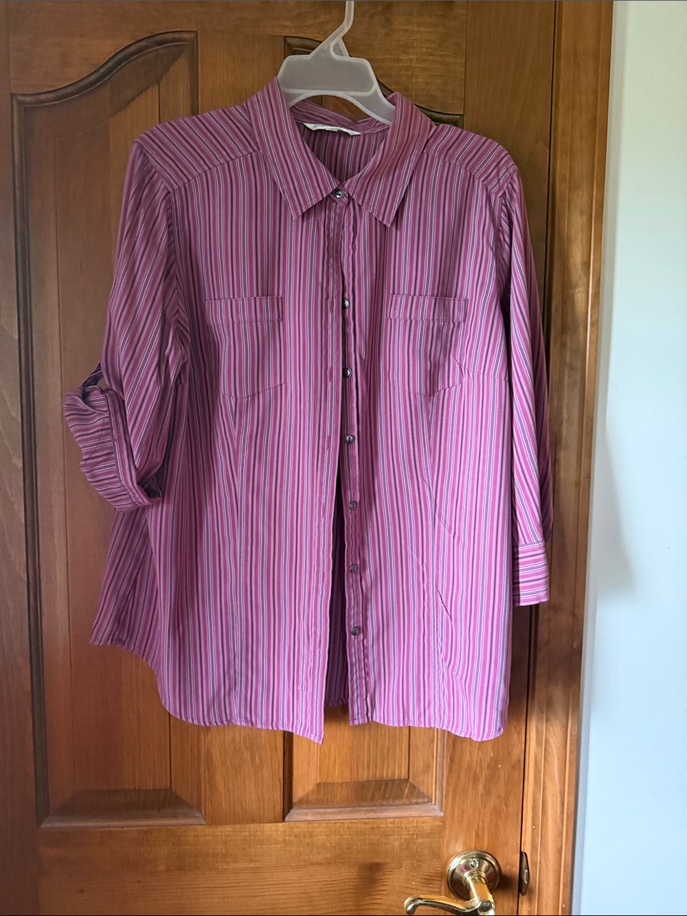 croft & barrow Pink Multi-Stripe Button-Up Blouse